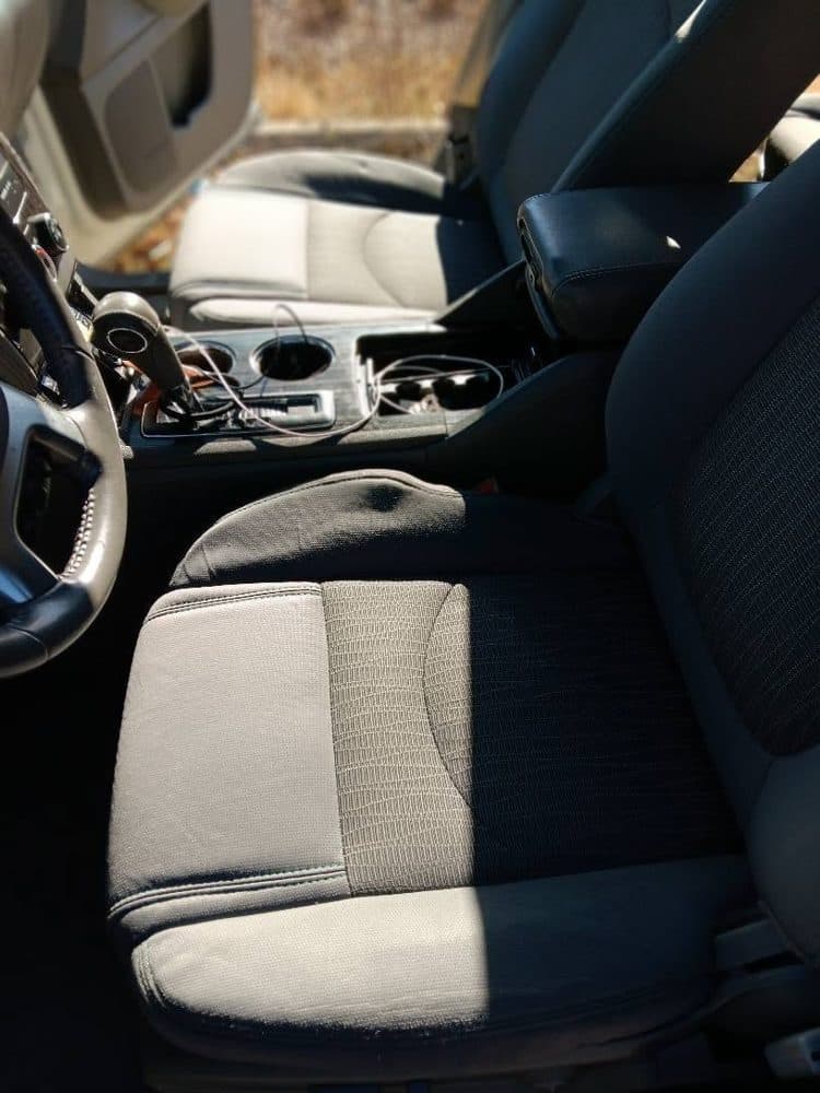 Upholstery seat before and after a professional cleaning by Carpet Cleaning San Juan LLC